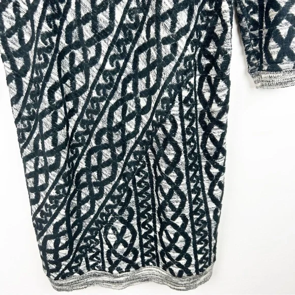 Moth Anthropologie Sweater Dress Black Gray Knit Pattern 3/4 Sleeve - Picture 11 of 12